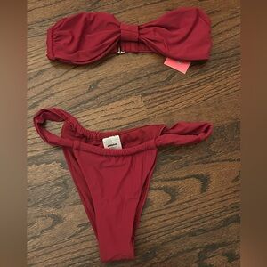 maroon red edikted swimsuit pair